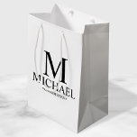 Modern Black and White Personalized Groomsman Medium Gift Bag<br><div class="desc">Modern Black and White Personalized Groomsman Gifts
featuring personalized monogram,  groomsman's name and title in classic serif font style.

Also perfect for Best Man,  Father of the Bride and more.</div>