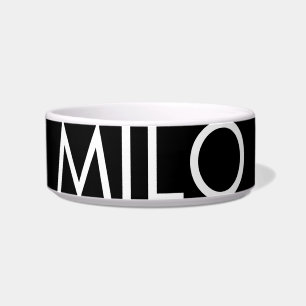Modern Black and White Personalized Pet Bowl
