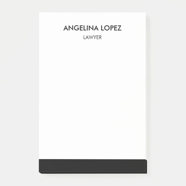 Modern Black and White Personalized Profession Post-it Notes (Front)