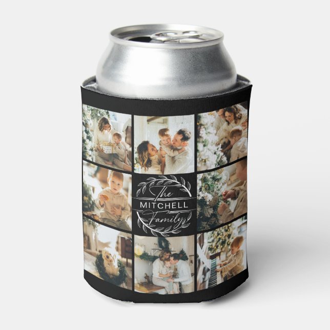 Modern Black and White Photo Collage Keepsake Can Cooler (Can Front)