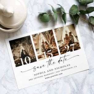 Modern Black and White Photo Collage - Minimalist  Save The Date