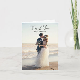 Modern Black and White Photo Minimalist Wedding Thank You Card