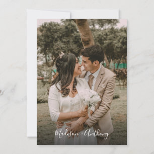 Modern Black and White Photo QR Code RSVP Wedding Invitation