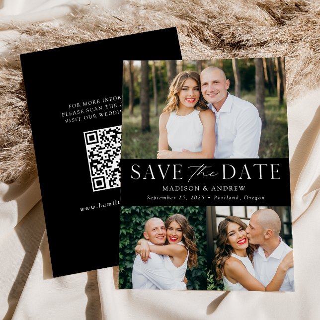 Modern Black and White Photo QR Code Save The Date (Creator Uploaded)