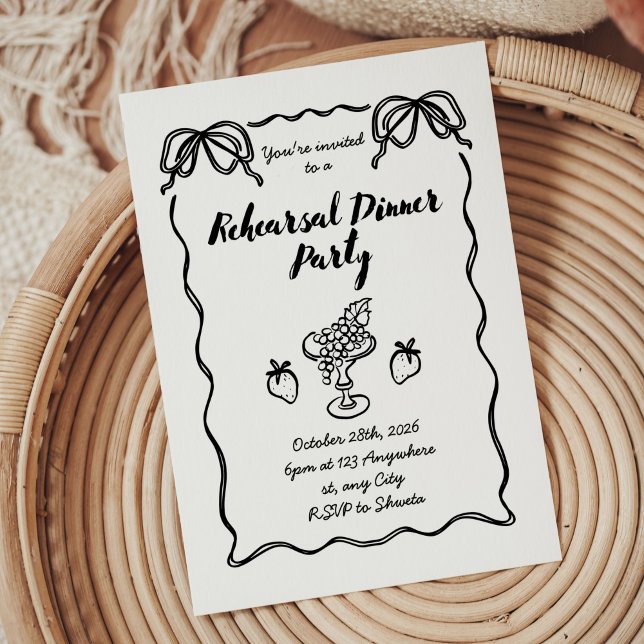 Modern Black and White Photo Rehearsal Dinner Invitation (photo rehearsal dinner invitations, black white rehearsal dinner invitations, modern rehearsal dinne)