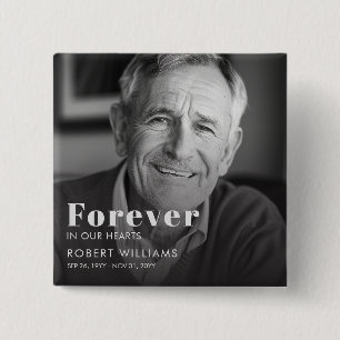 Modern Black and White Photo Sympathy Memorial 2 Inch Square Button