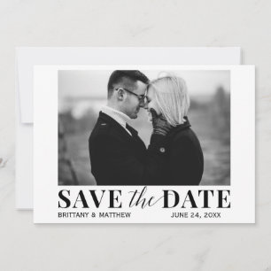 Modern Black and White Photo Trendy Save The Date