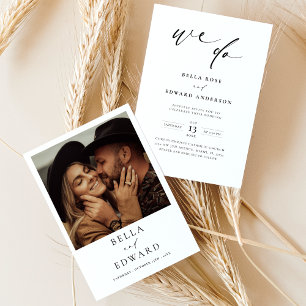 Modern Black And White Photo Wedding Invitation