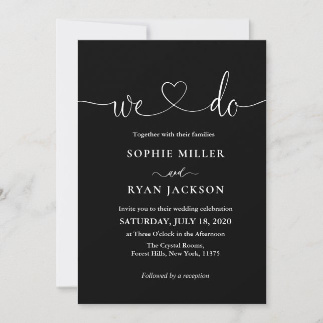 Modern black and white Photo Wedding Invitation (Front)
