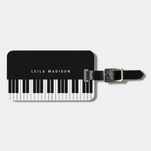 Modern Black And White Piano Keyboard Travel Luggage Tag