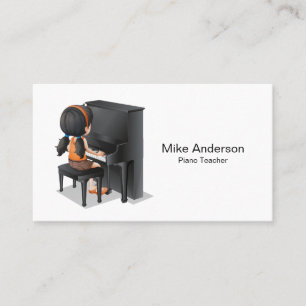 Modern Black and White Piano Teacher Business Card