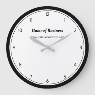 Modern Black and White Plain Simple With Numbers Large Clock