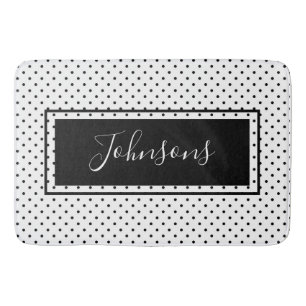 Modern Black And White Polka Dot  Bath Mat