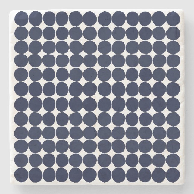 Modern black and white polka dot coaster (Front)