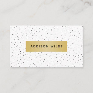 Modern Black And White Polka Dot Pattern Chic Gold Business Card
