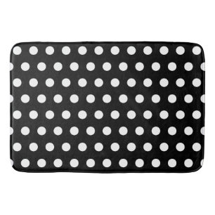 Modern Black and White Polka Dots Bath Mat