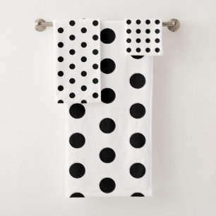 Modern Black and White Polka Dots Bath Towel Set