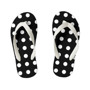 Modern Black and White Polka Dots Kid's Flip Flops