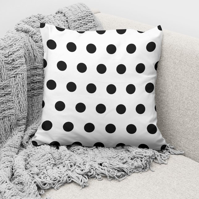 Modern Black And White Polka Dots Pattern Throw Pillow (Creator Uploaded)