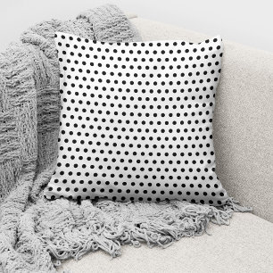 Modern Black And White Polka Dots Pattern Throw Pillow