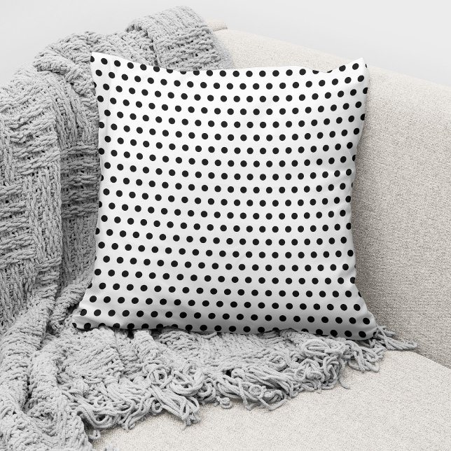 Modern Black And White Polka Dots Pattern Throw Pillow (Creator Uploaded)