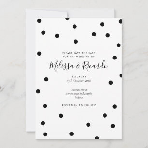 Modern Black and White Polka Dots Save the Date