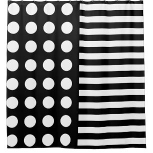 Modern Black And White Polka Dots Stripes