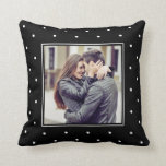 Modern Black and White Polka Dots with your Photo Throw Pillow<br><div class="desc">This modern pillow features a black background with white polka dots and your own personal photos,  one on the front and one on the back. A perfect gift,  or keep for yourself!</div>