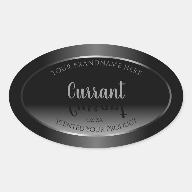 Modern Black and White Product Labels Silver Frame (Front)