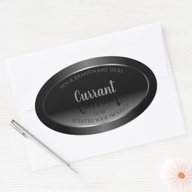 Modern Black and White Product Labels Silver Frame (Envelope)
