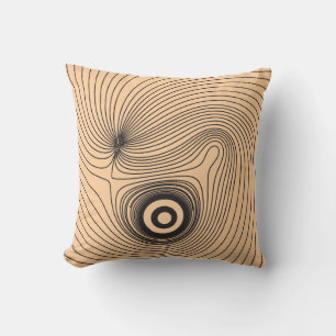 Modern Black and White Psychedelic Topographic Lin Throw Pillow