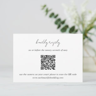 Modern Black and White QR Code Minimalist Wedding RSVP Card