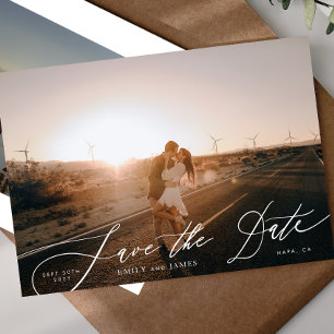 Modern Black and White QR Code Photo Save The Date