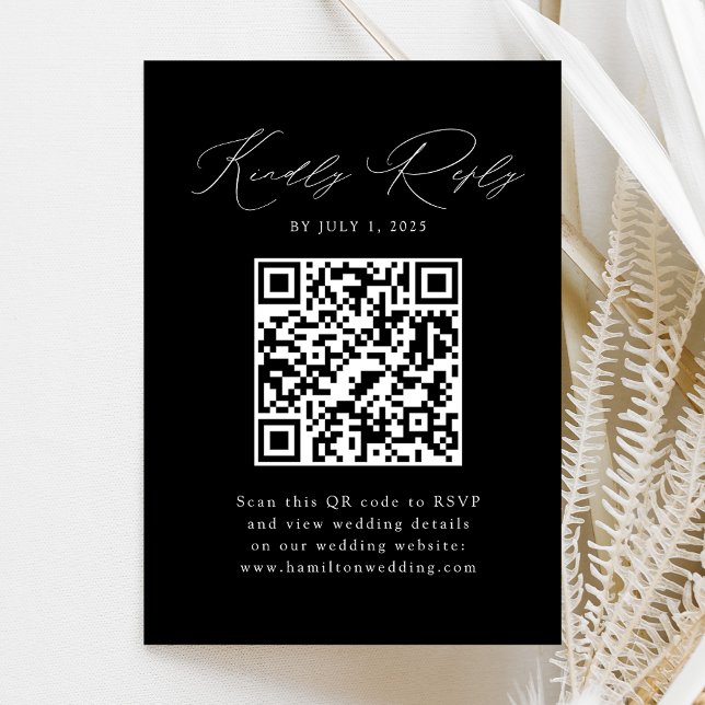 Modern Black and White QR Code RSVP Enclosure Card (Creator Uploaded)