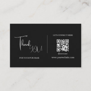 Modern Black and White QR Code Thank You Card
