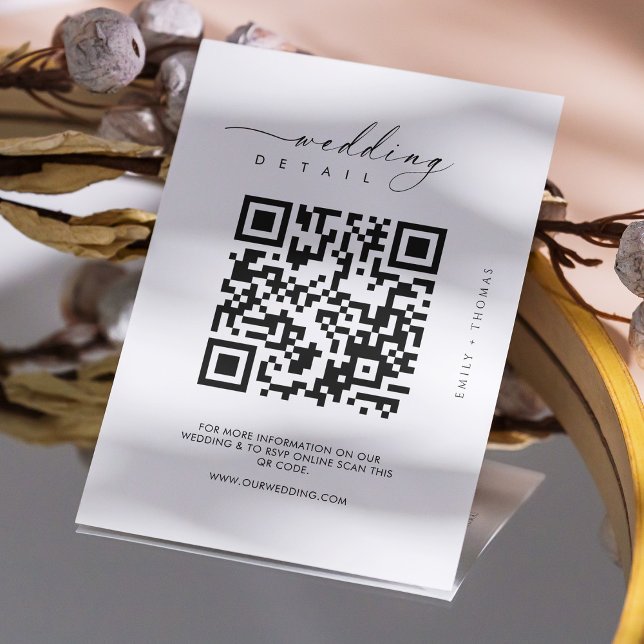 Modern Black and White QR Code Wedding Enclosure Card (Modern Black and White QR Code Wedding Enclosure Card Personalized)