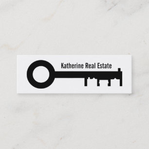 Modern Black and White Real Estate Long Mini Business Card