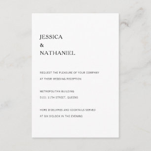 Modern Black and White Reception Simple Wedding Enclosure Card