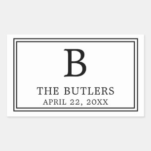 Modern Black and White Rectangular Sticker