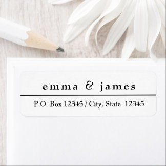 Modern Black and White Return Address Labels 