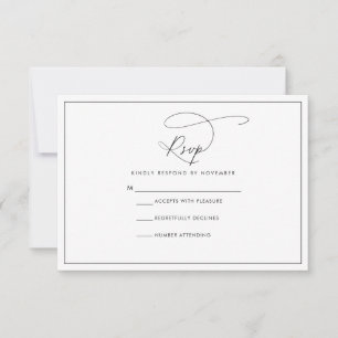 Modern Black and White RSVP Card