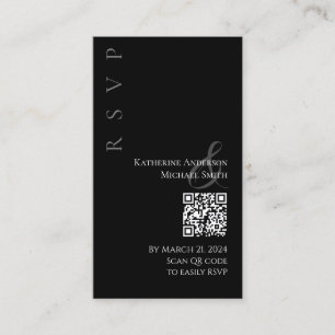 Modern Black and White RSVP with QR Code Business Card