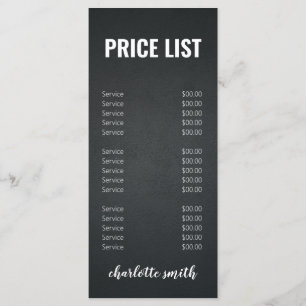 Modern Black and White Salon Price List Menu