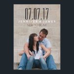 MODERN BLACK AND WHITE SAVE THE DATE CARD<br><div class="desc">BLACK AND WHITE LINES - MODERN PHOTO SAVE THE DATE CARD ANNOUNCEMENT. ELKE CLARKE© Available at www.zazzle.com/epclarke. Chic stripes save the dates with your engagement photo on the front with an elegant script text overlay. On the back a bold, black and white striped pattern background has the wedding announcement text...</div>