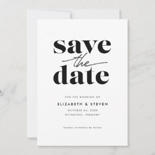 Modern Black and White Save the Date Card