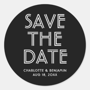 Modern Black and White Save The Date Sticker
