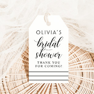 Modern Black and White Script Bridal Shower Gift Tags
