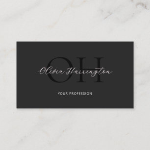 Modern Black and White Script Classic Business Card