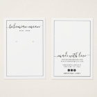 Modern black and white script earring display card