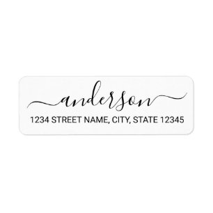 Modern Black and White Script Return Address